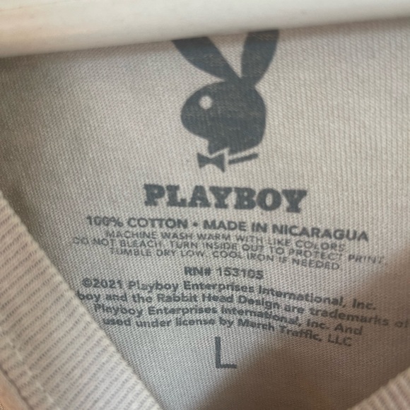 Black and grey Playboy T-shirt. Gently worn. - Picture 4 of 4